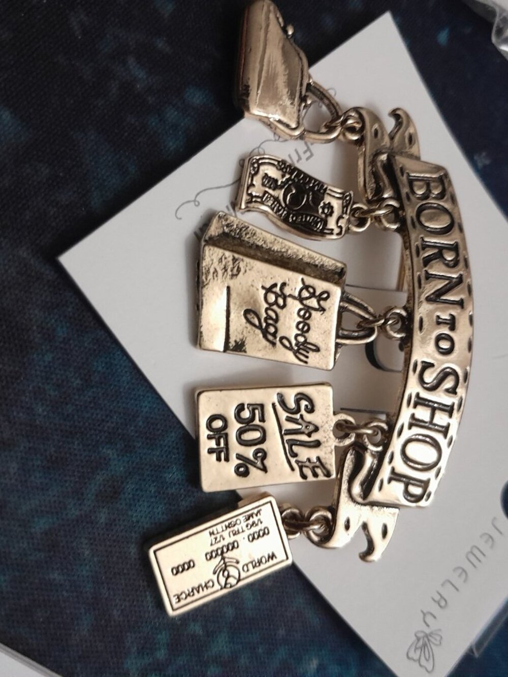 "BORN TO SHOP" BROOCH/PIN - Picture 2 of 4